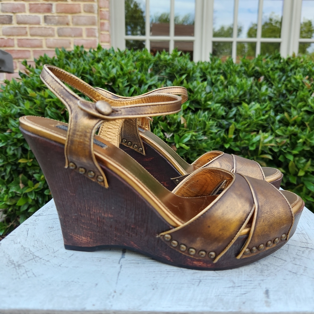 Prada Gold Bronze Wedge Size 37 - Picture 4 of 15